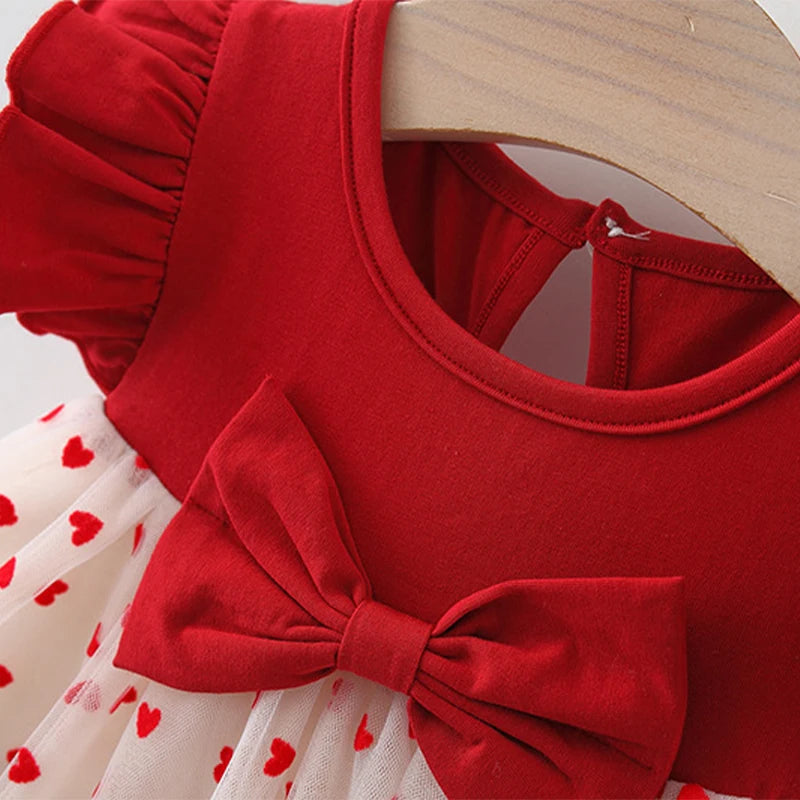 Baby Girl Summer Princess Dress with Bow & Flying Sleeve