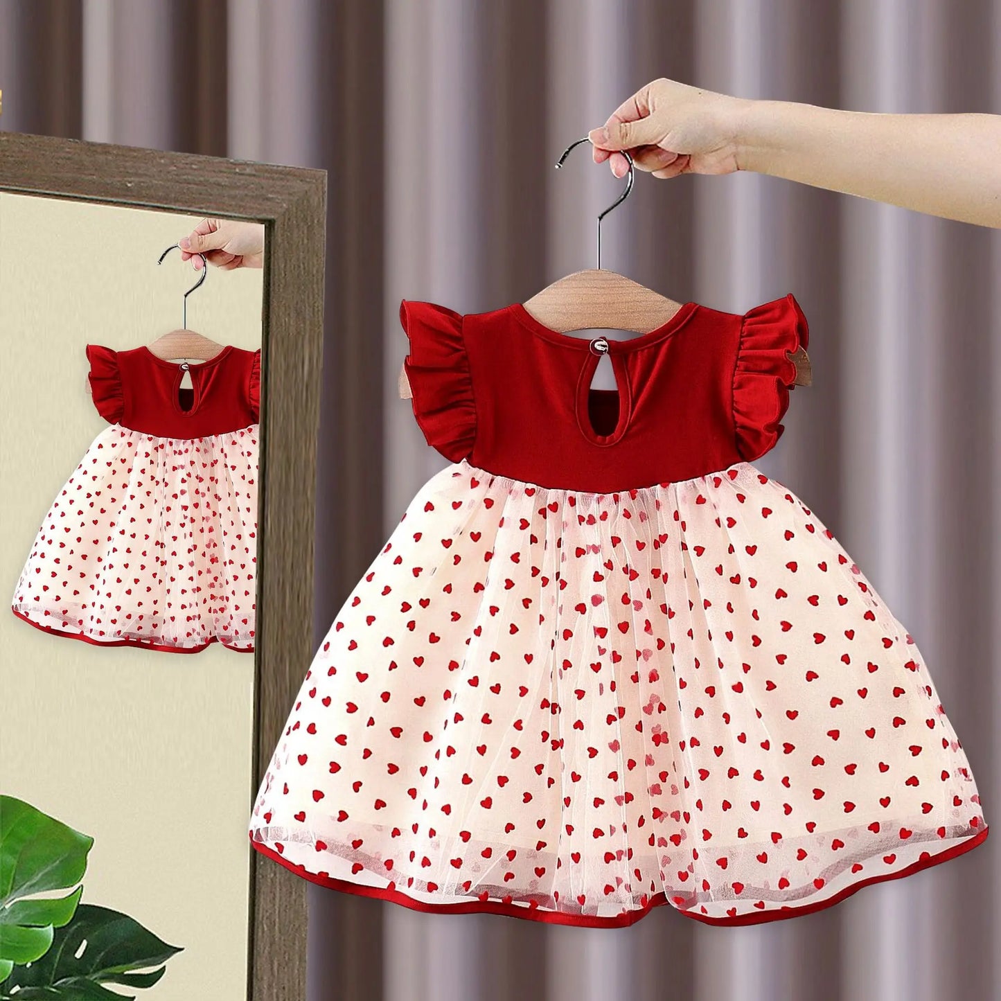 Baby Girl Summer Princess Dress with Bow & Flying Sleeve