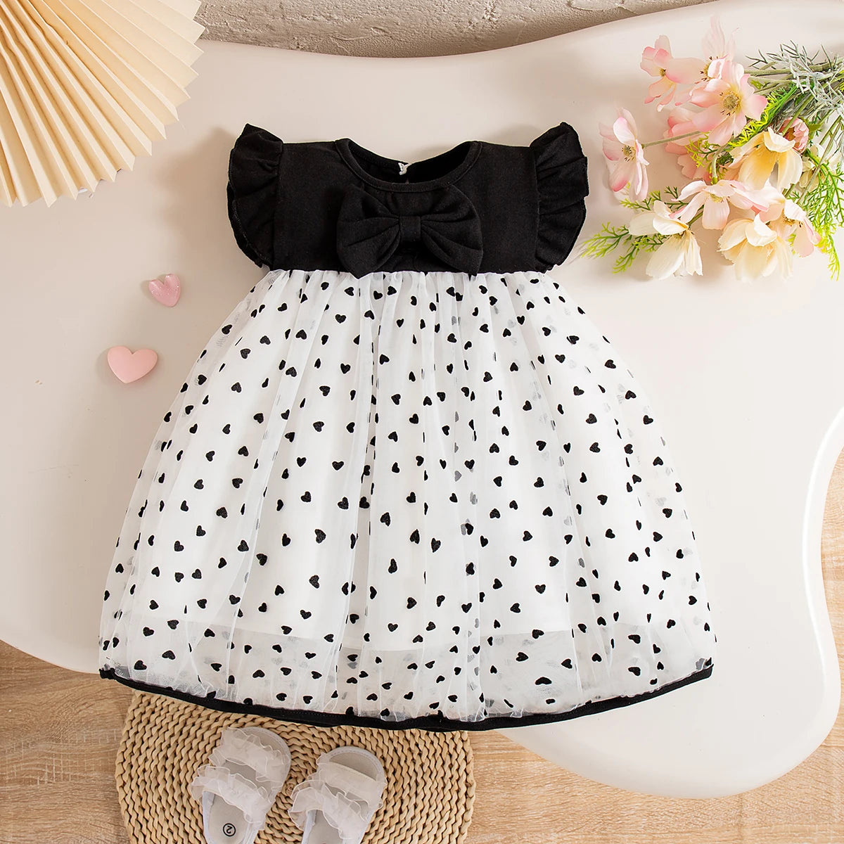 Baby Girl Summer Princess Dress with Bow & Flying Sleeve