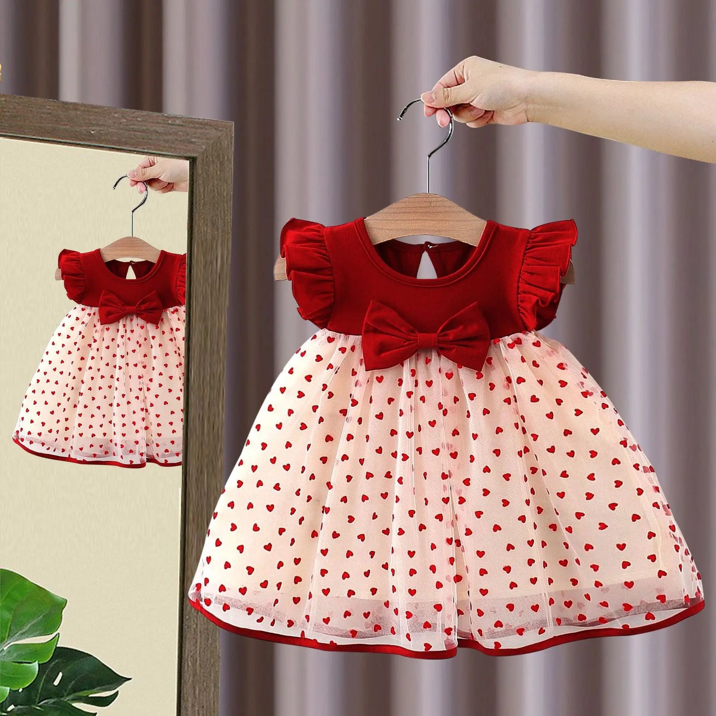 Baby Girl Summer Princess Dress with Bow & Flying Sleeve